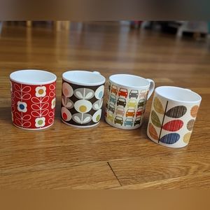 Set of 4 Orla Kiely bone china mugs